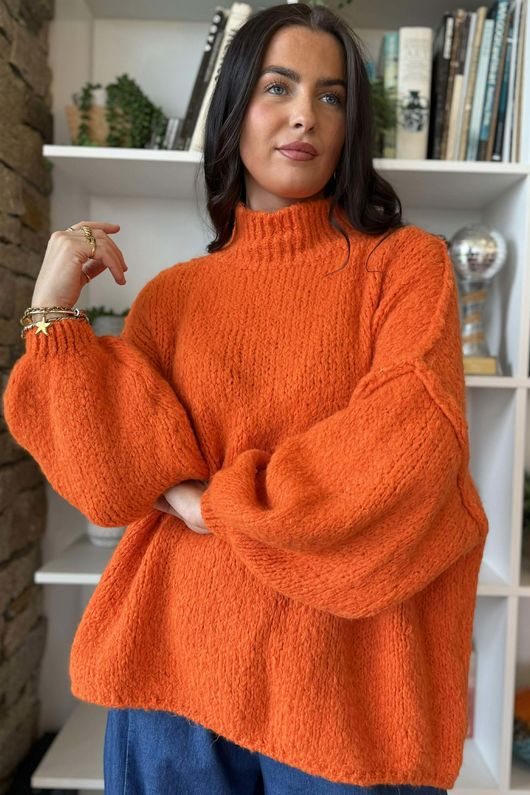 Big Softie Funnel Grunge Knit Aperol